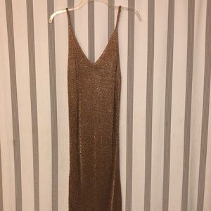 Crochet Knit Shimmer Calf Length Dress